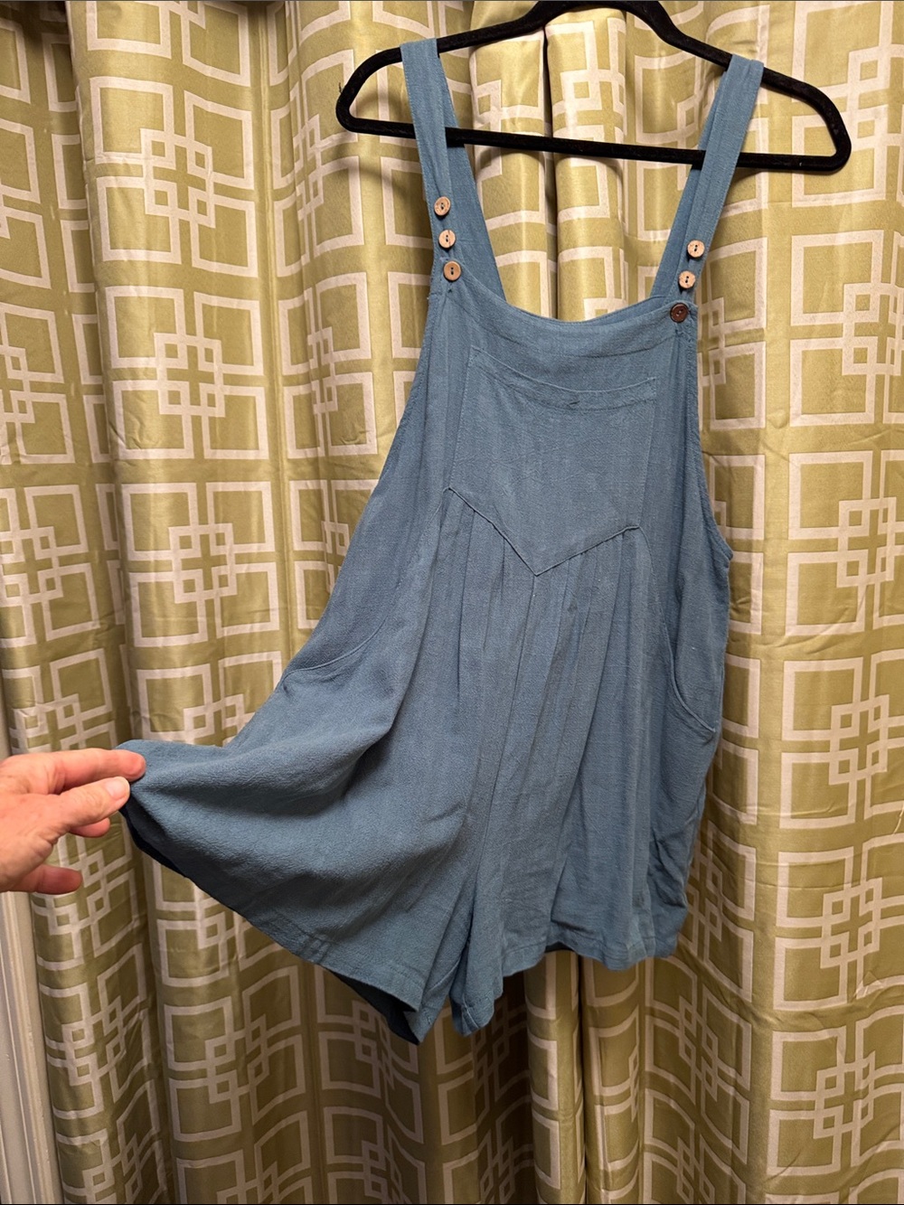 Blue Women's Romper Skort with Button-Strap Details